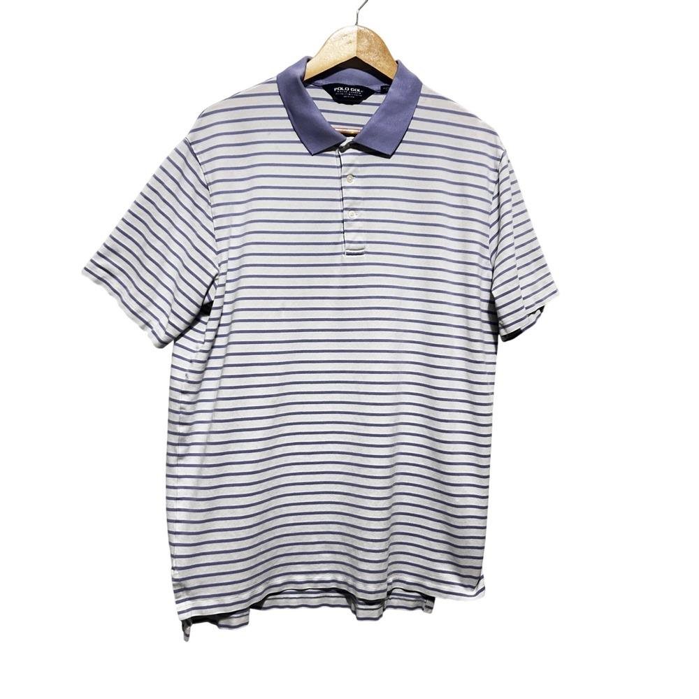 Polo Golf Ralph Lauren Mens Sport Polo Shirt‎ XL Purple Striped Preppy Old Money